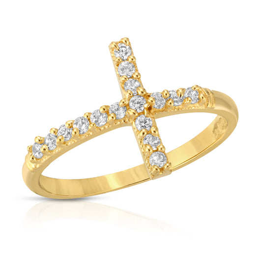 Cross Ring with Stones