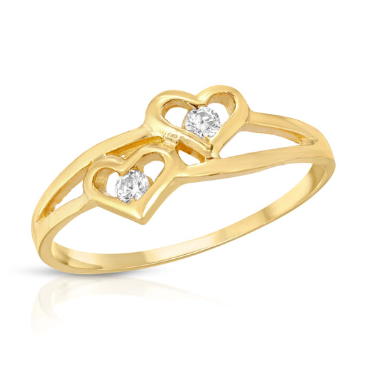 Double Heart Ring with Stones