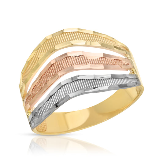 Textured Tricolor Ring