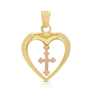Cross in Open Heart Charm
