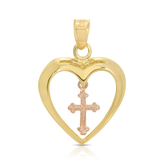 Cross in Open Heart Charm
