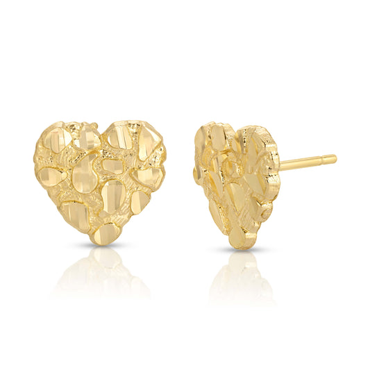 Nugget Heart Studs (Small - Large)