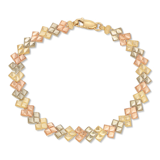 Tricolor Square Link Bracelet